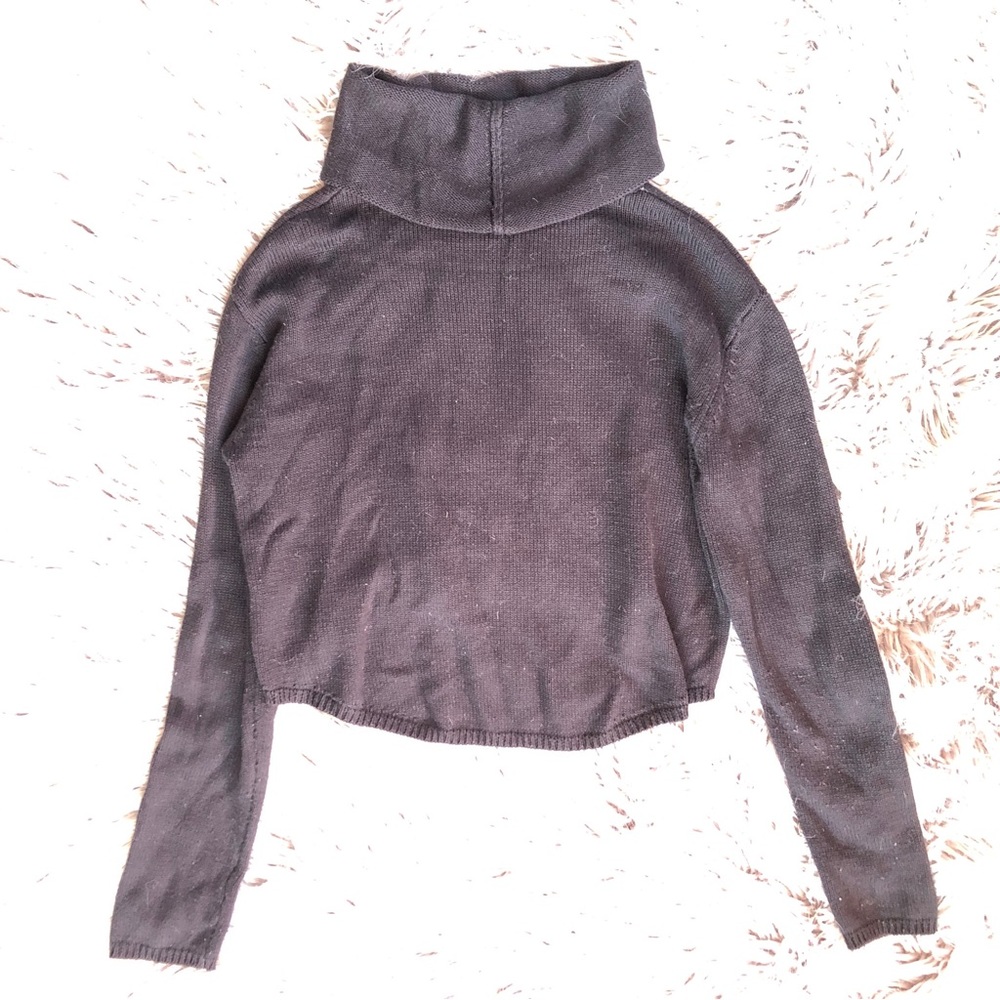Showpo Black Frostbite Crop Top Sweater with Cowl Neck, Size S - Picture 3 of 5